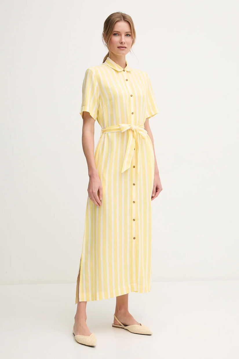 Barbour rochie Adelaide culoarea galben, maxi, dreaptă, LDR0909YE32