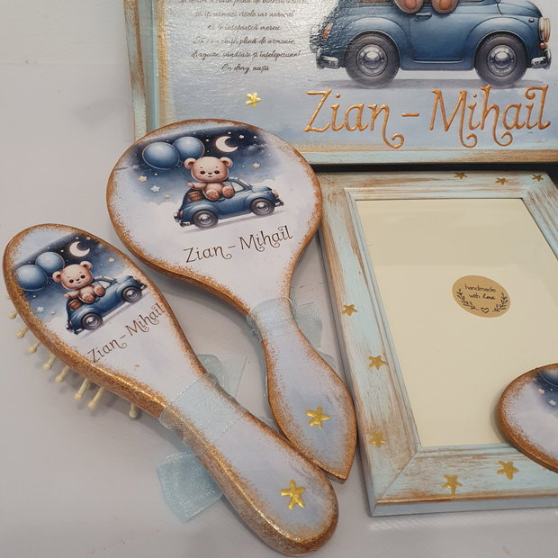 Set personalizat pentru taierea motului / 1 an, Ursulet in masina