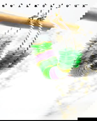 Cercei colorați din plastic reciclat  Verde, Mov, Transparent (cod1271)