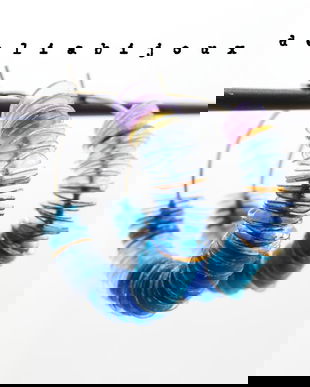 Cercei handmade din plastic reciclat  Valuri de culoare (cod1272)