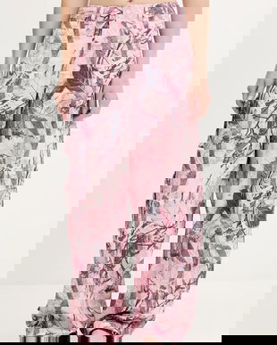 adidas Originals pantaloni Sat Cargo Pants culoarea roz, lat, high waist, KC8809