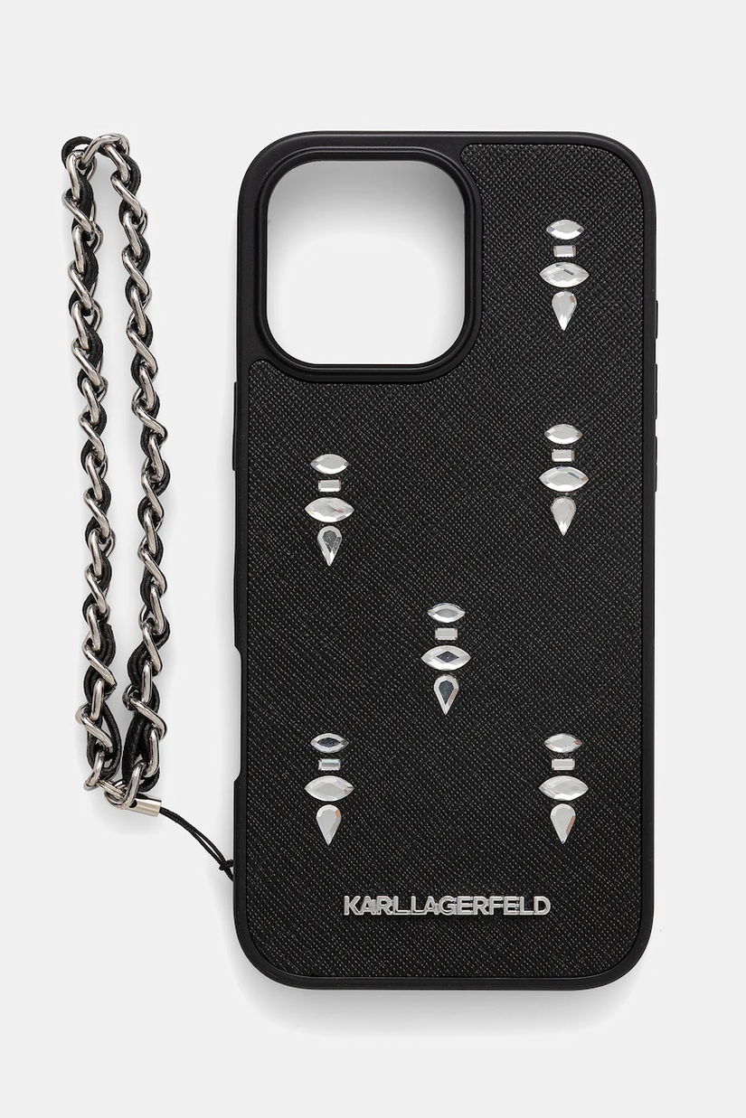 Karl Lagerfeld husă pentru telefon iPhone 16 Pro Max culoarea negru, KLHCP16XPSADJSK