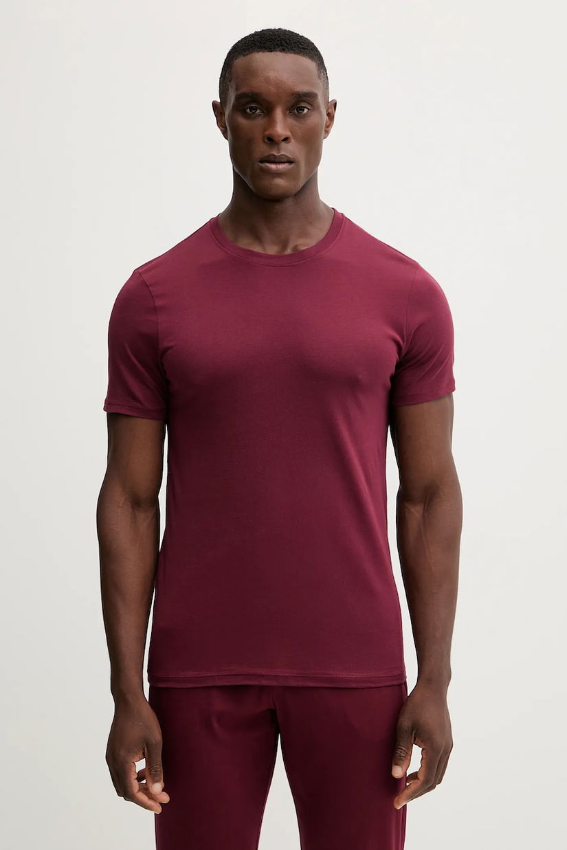 United Colors of Benetton tricou de pijama din bumbac culoarea bordo, uni, 3BVG2M271