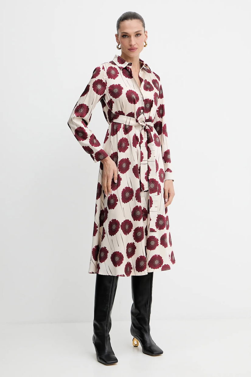 Marella rochie Emme by Marella culoarea bej, midi, evazați, 2525226101200