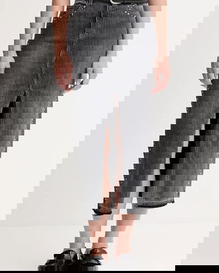 Gaudi fustă jeans culoarea gri, maxi, drept, 521BD76004