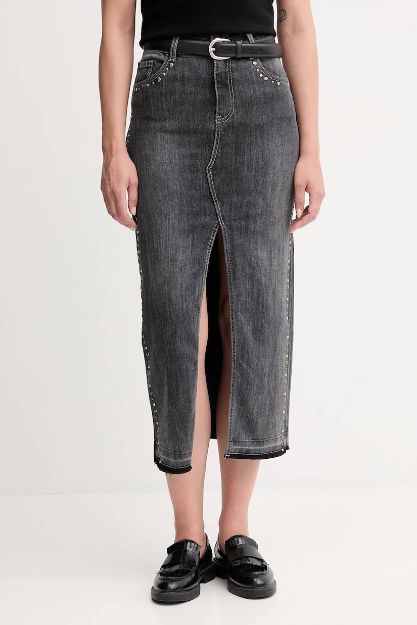 Gaudi fustă jeans culoarea gri, maxi, drept, 521BD76004