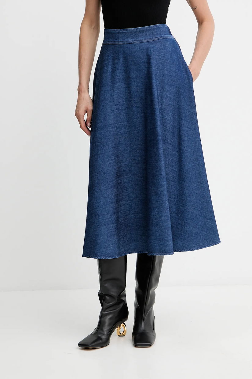 Marella fustă jeans culoarea violet, midi, evazați, 2523106014200