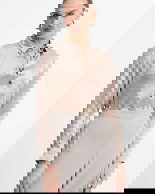 Marella cămașă Emme by Marella culoarea maro, cu guler clasic, regular, 2525116091200