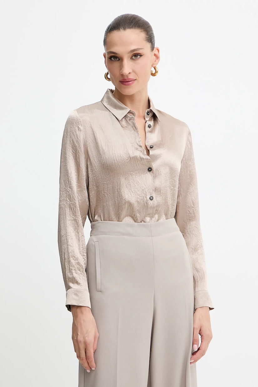 Marella cămașă Emme by Marella culoarea maro, cu guler clasic, regular, 2525116091200