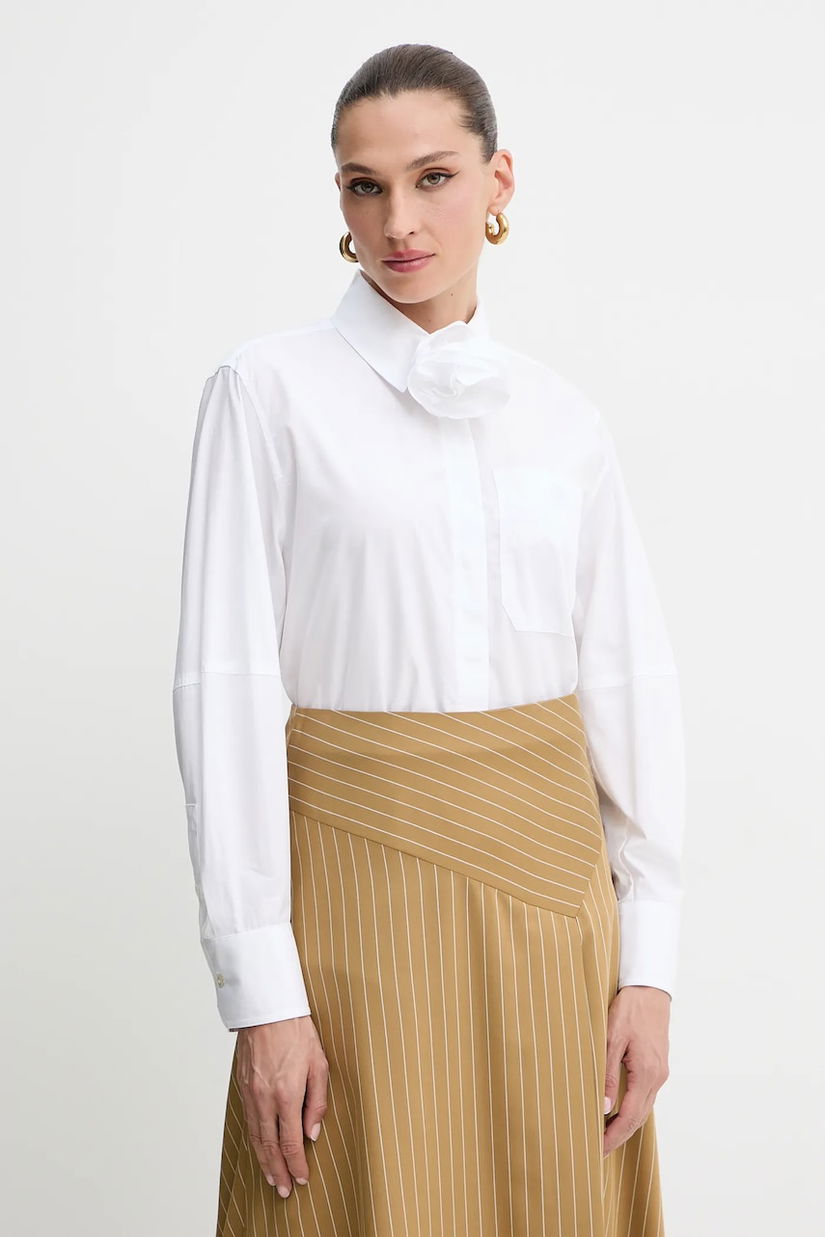 Marella cămașă din bumbac culoarea alb, cu guler clasic, regular, 2523116084200