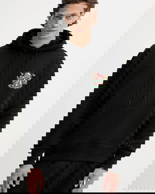 MSGM hanorac de bumbac culoarea negru, cu glugă, cu imprimeu, 3940MM114.257795