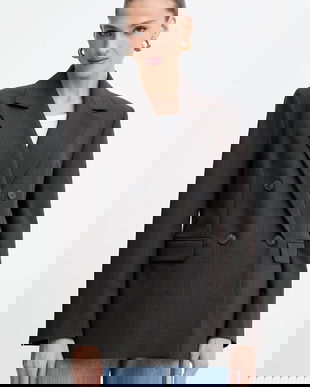 MAX&Co. sacou din lână culoarea negru, un singur rând de nasturi, uni, 2526046012200