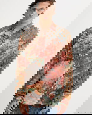 Desigual cămașă MILO culoarea maro, cu guler clasic, regular, 25WMCW18