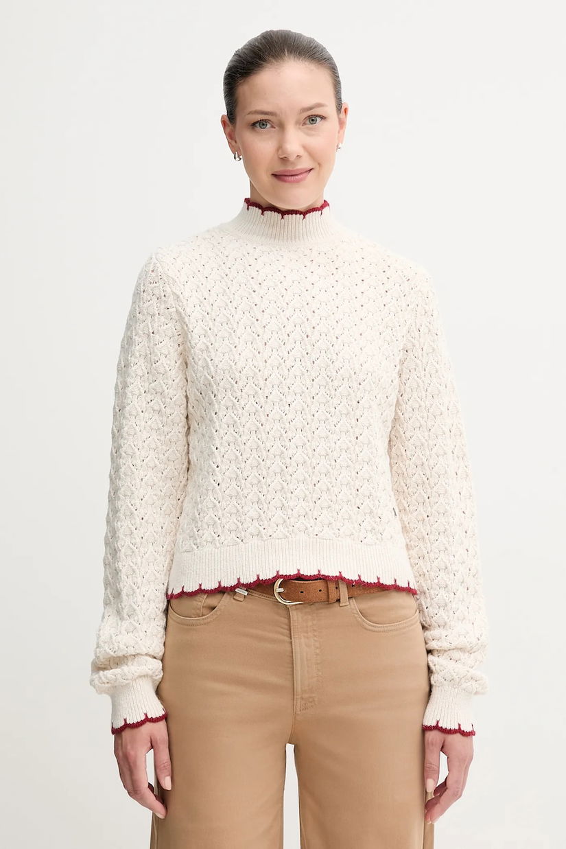Pepe Jeans pulover culoarea bej, cu turtleneck, PL7000016