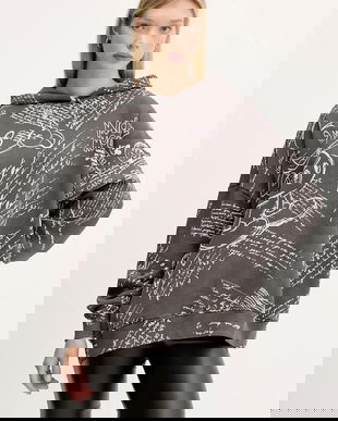 Desigual hanorac de bumbac LETTERS MICKEY culoarea gri, cu glugă, cu imprimeu, 25WWSK03