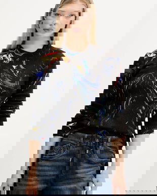 Desigual pulover BUTTERFLY LACROIX culoarea negru, light, 25WWJF05