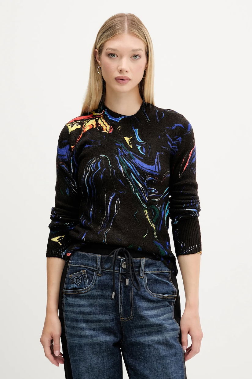 Desigual pulover BUTTERFLY LACROIX culoarea negru, light, 25WWJF05