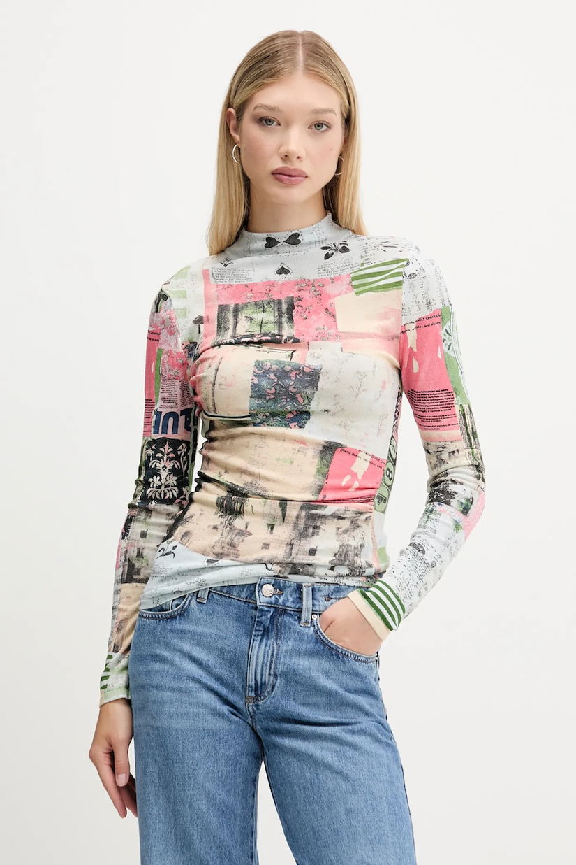 Desigual pulover MONTREAL culoarea bej, light, cu turtleneck, 25WWJF39