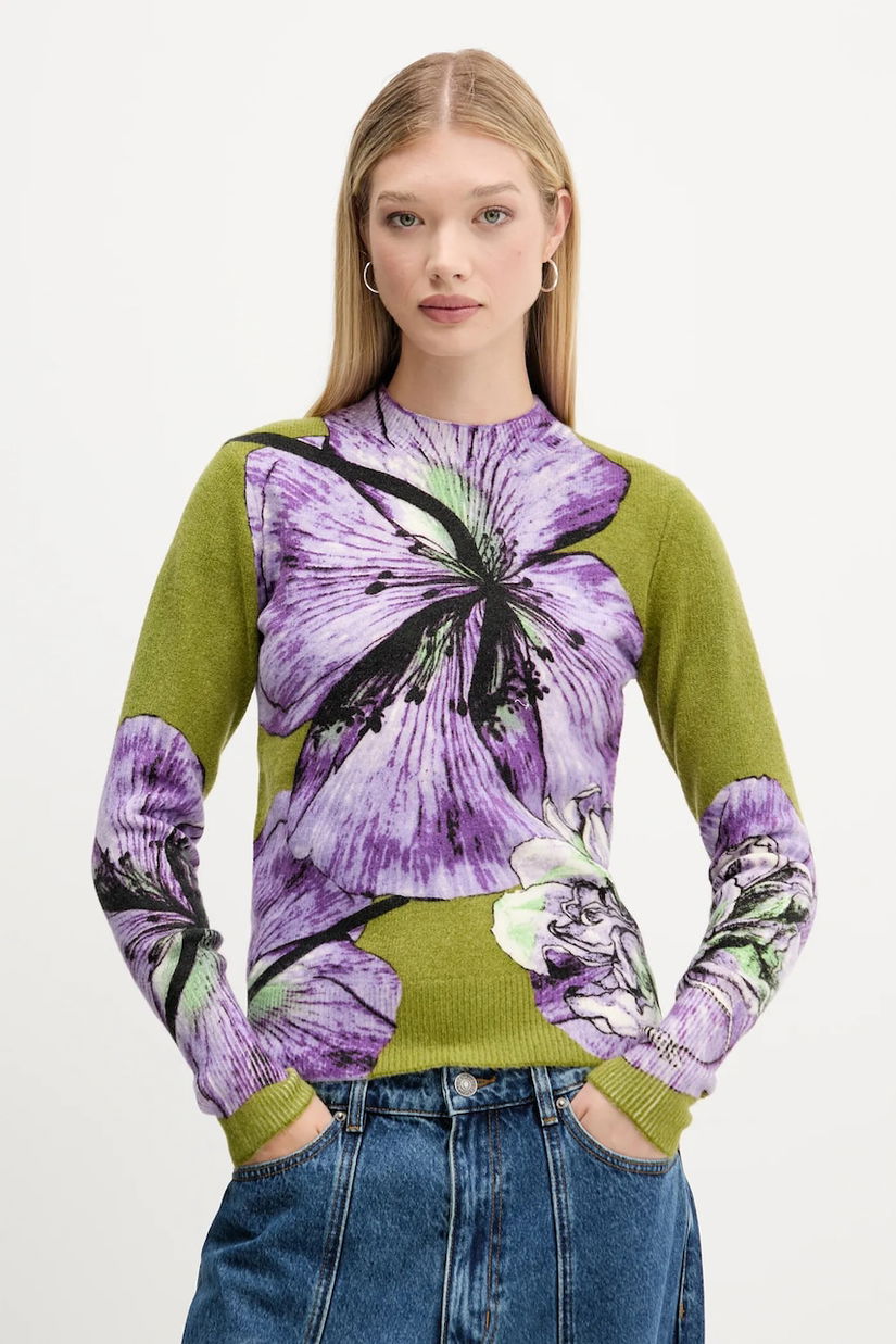 Desigual pulover ORQUIDEA LACROIX culoarea violet, light, 25WWJF42