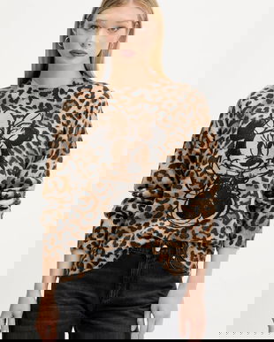 Desigual pulover MINNIE culoarea maro, light, 25WWJF43