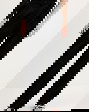 Desigual pantaloni FLOCK culoarea negru, lat, high waist, 25WWPW05