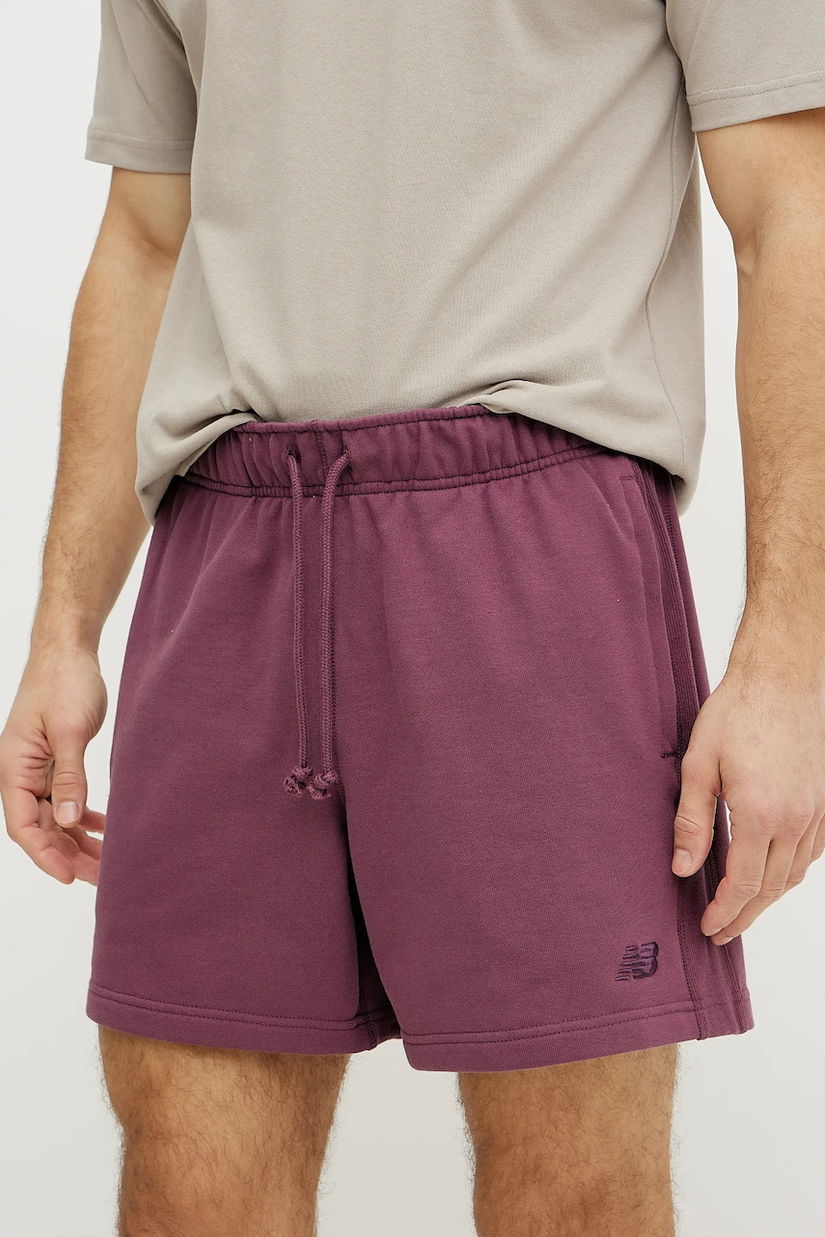 New Balance pantaloni scurți din bumbac culoarea violet, MS41511FDP