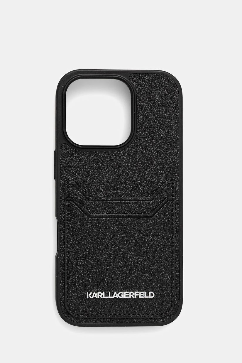 Karl Lagerfeld husă pentru telefon iPhone 16 Pro culoarea negru, KLHCP16LPKHPORPK