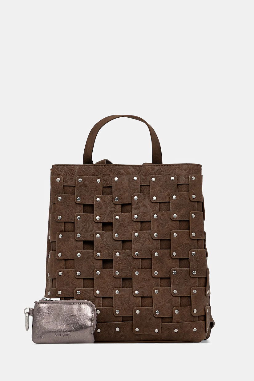 Desigual rucsac NEW PATCH 1 CHOC culoarea maro, mic, cu imprimeu, 25WAKP39