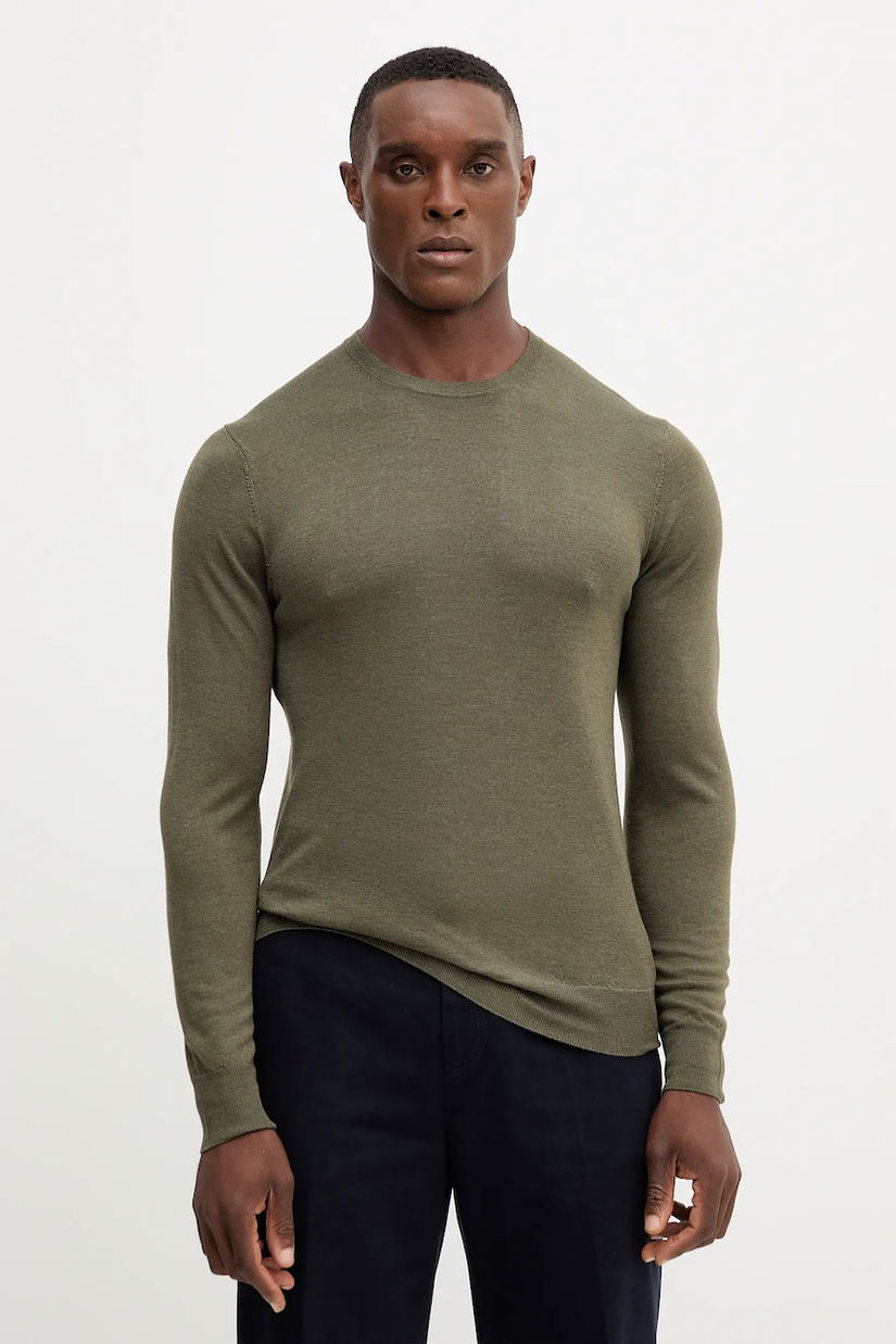 Hackett London pulover de lână culoarea verde, light, HM7000006