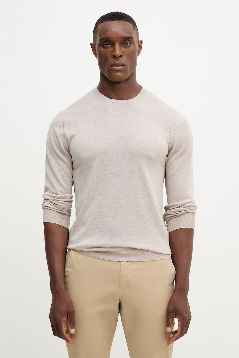 Hackett London pulover de lână culoarea bej, light, HM7000006