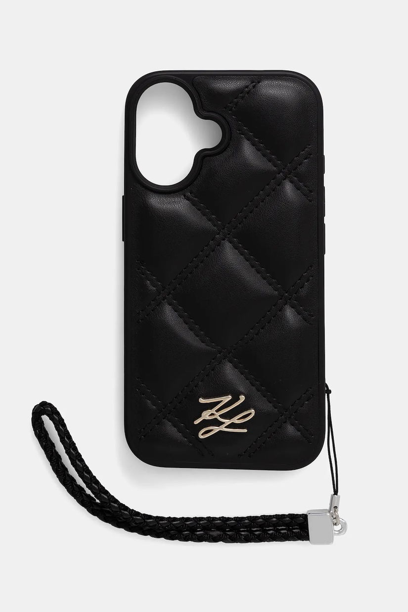 Karl Lagerfeld husă pentru telefon iPhone 16 culoarea negru, KLHCP16SPSQSKLSMSK