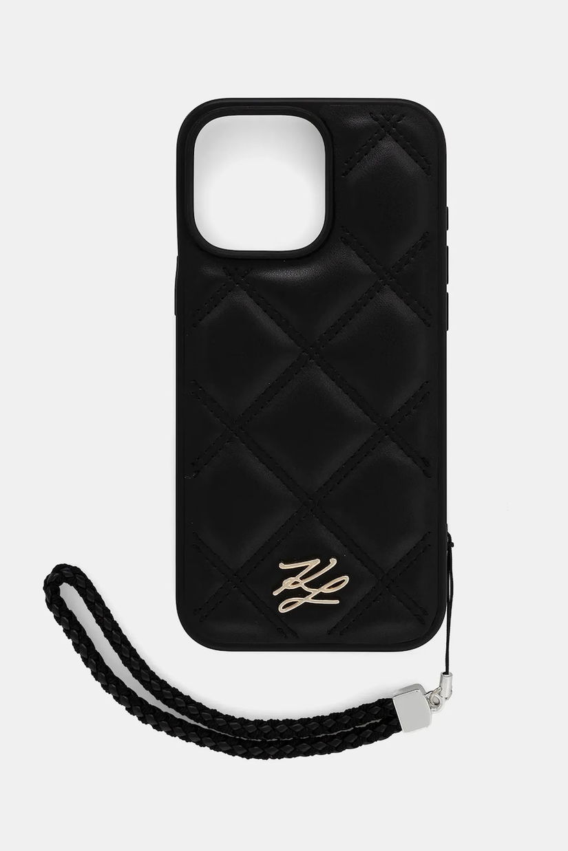 Karl Lagerfeld husă pentru telefon iPhone 16 Pro Max culoarea negru, KLHCP16XPSQSKLSMSK