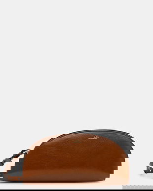 A.P.C. poșetă de piele sac demi-lune shoulder culoarea maro, PXCCK.F61997