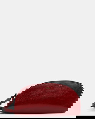 A.P.C. poșetă de piele sac demi-lune shoulder culoarea rosu, PXCCK.F61997