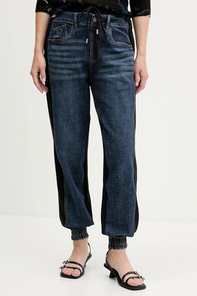 Desigual pantaloni de trening KIMY culoarea bleumarin, cu imprimeu, 25WWDD08