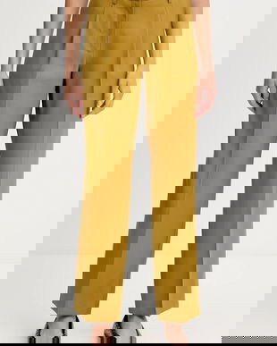 Morgan pantaloni culoarea galben, drept, high waist, PFIJA.F