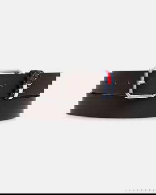 Tommy Jeans curea de piele culoarea maro, AM0AM13688