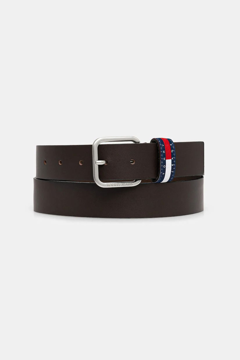 Tommy Jeans curea de piele culoarea maro, AM0AM13688