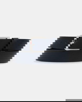 Tommy Jeans curea de piele culoarea bleumarin, AM0AM13686