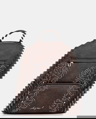 Desigual rucsac POKER FACE CHEST culoarea maro, mic, cu imprimeu, 25WAKP22