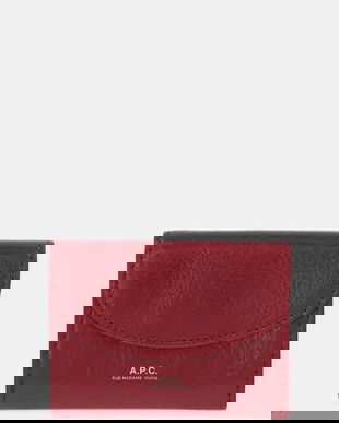 A.P.C. portofel de piele buisness card holder geneve culoarea rosu, PXCCK.F63349