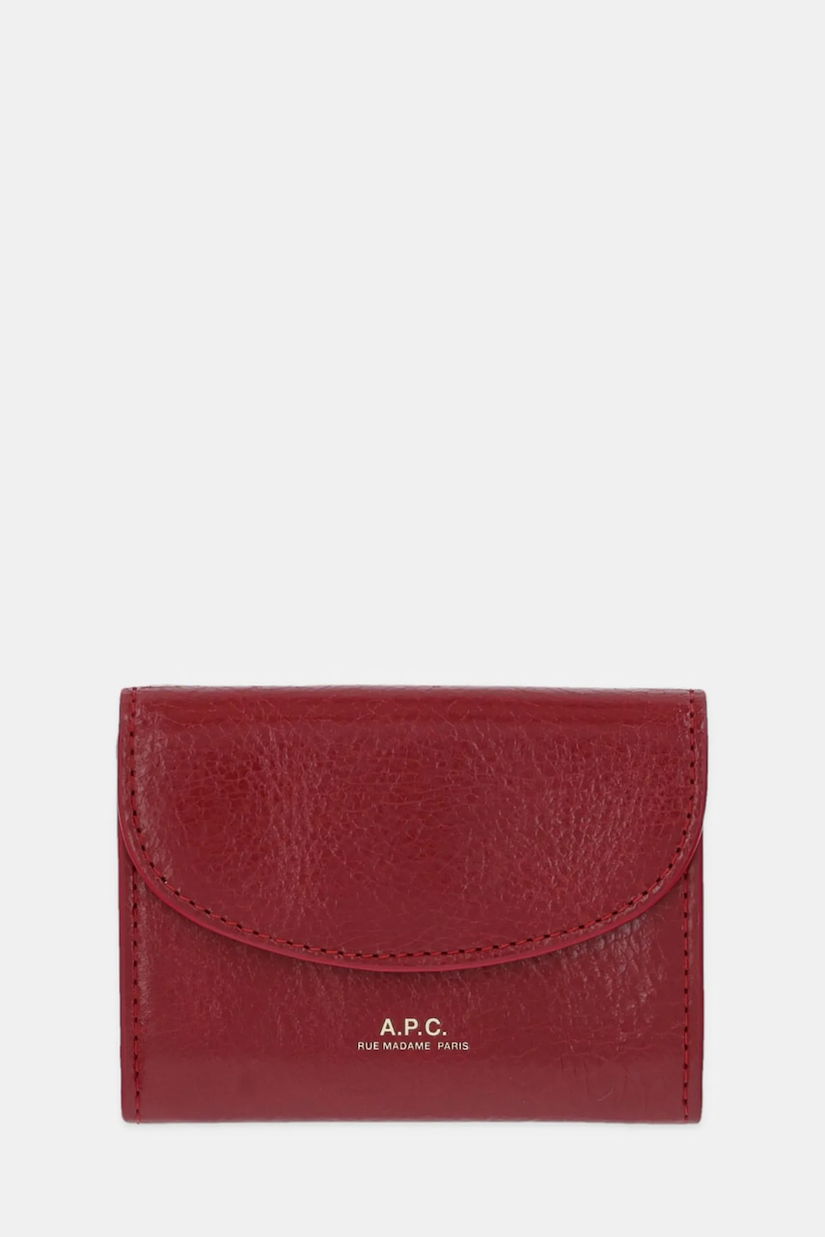 A.P.C. portofel de piele buisness card holder geneve culoarea rosu, PXCCK.F63349