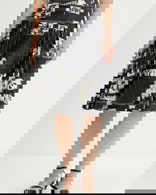 Desigual fustă jeans NEWSPP culoarea negru, mini, evazați, 25WWFW11