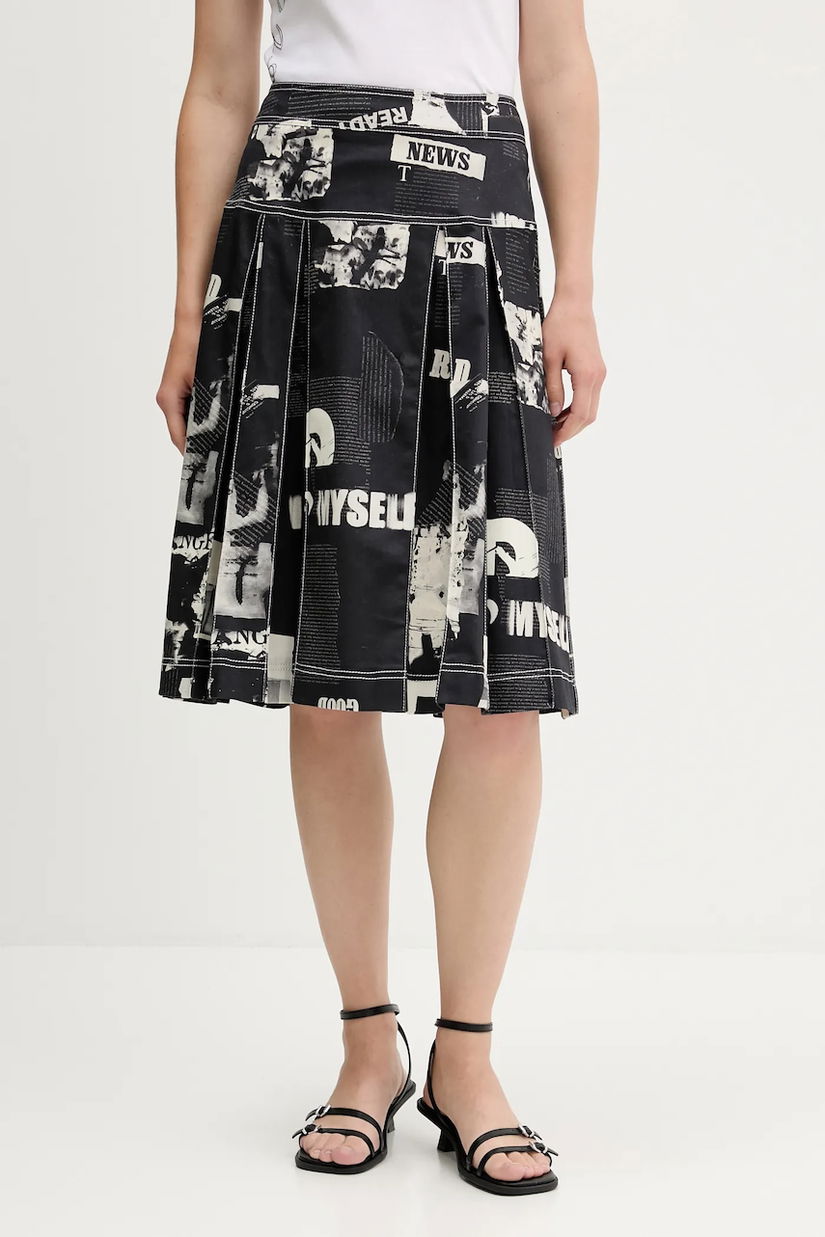 Desigual fustă jeans NEWSPP culoarea negru, mini, evazați, 25WWFW11