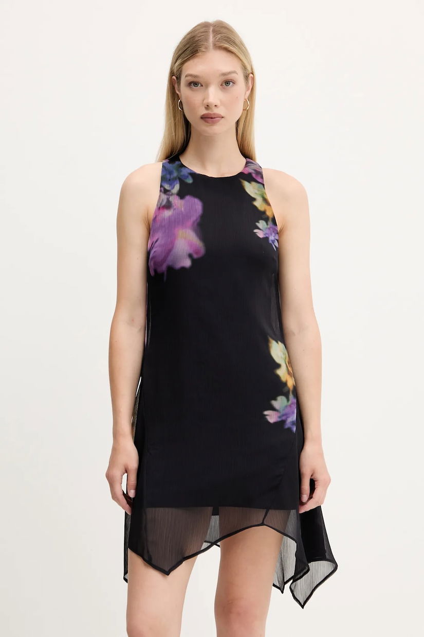Desigual rochie NALA culoarea negru, mini, evazați, 25WWVW30