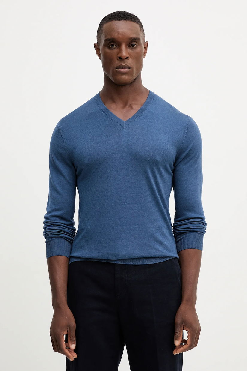 Hackett London pulover de lână culoarea bleumarin, light, HM7000001