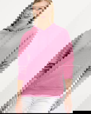 Desigual bluză BASIC culoarea roz, cu glugă, uni, 25WWSK13