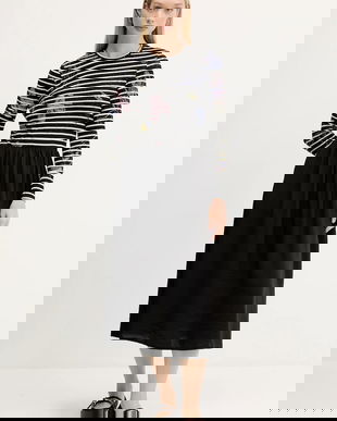 Desigual rochie RAYA HIBRIDA culoarea negru, midi, evazați, 25WWVW15