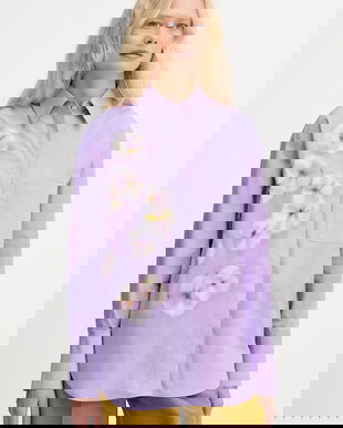 MAX&Co. cămașă din bumbac culoarea violet, cu guler clasic, relaxed, 2526116071200