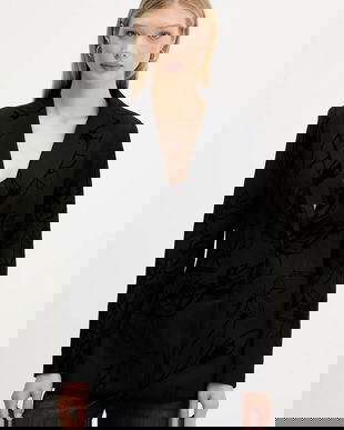 Desigual sacou FLOCKARTY culoarea negru, un singur rând de nasturi, cu imprimeu, 25WWEW19